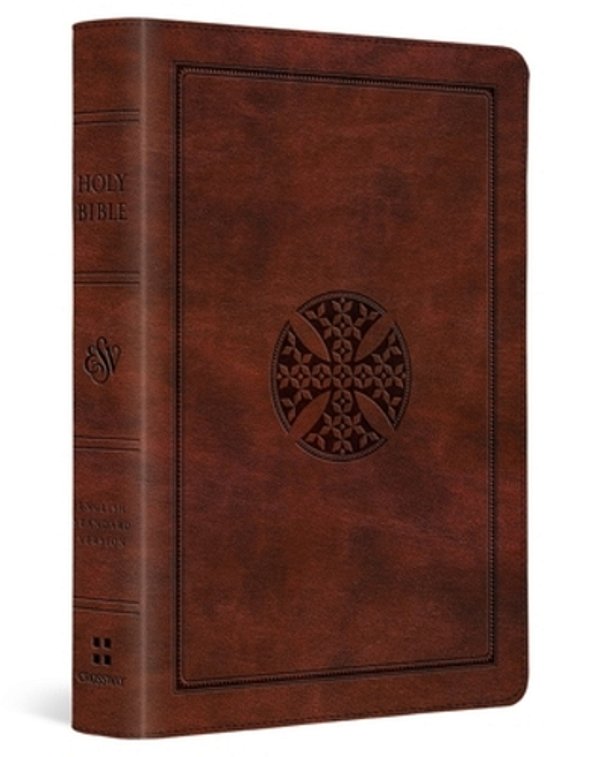 Esv Large Print Compact Bible, Red Letter (Trutone, Brown, Mosaic Cross Design)-..