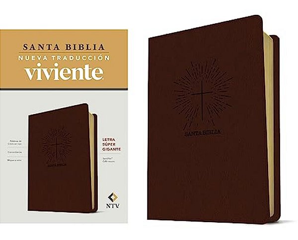 Santa Biblia Ntv, Letra Súper Gigante (Sentipiel, Café Oscuro, Letra Roja)-..