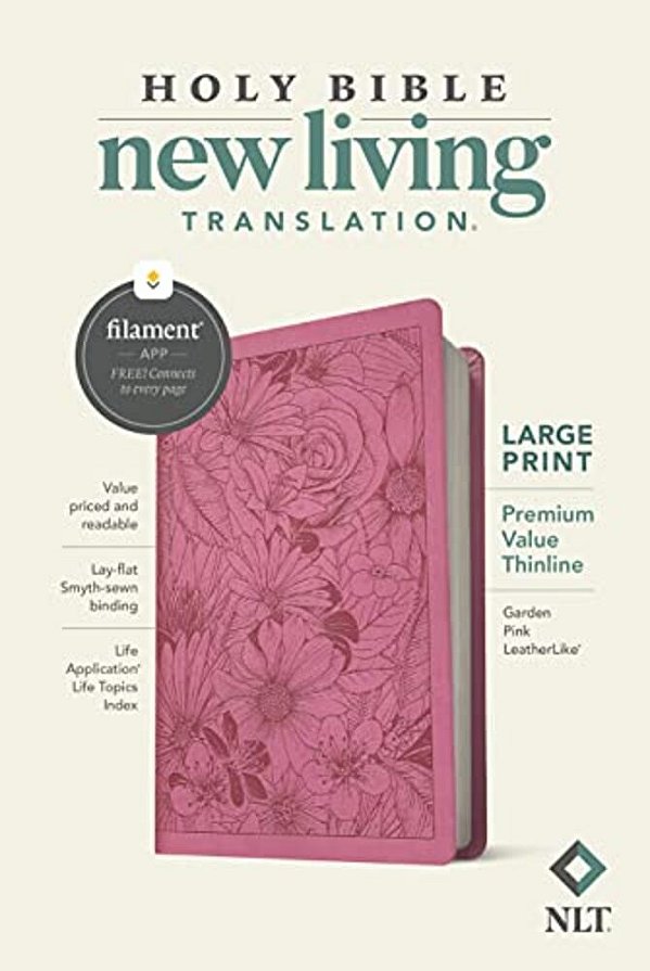 Nlt Large Print Premium Value Thinline Bible, Filament Enabled (Leatherlike, Garden Pink)-..