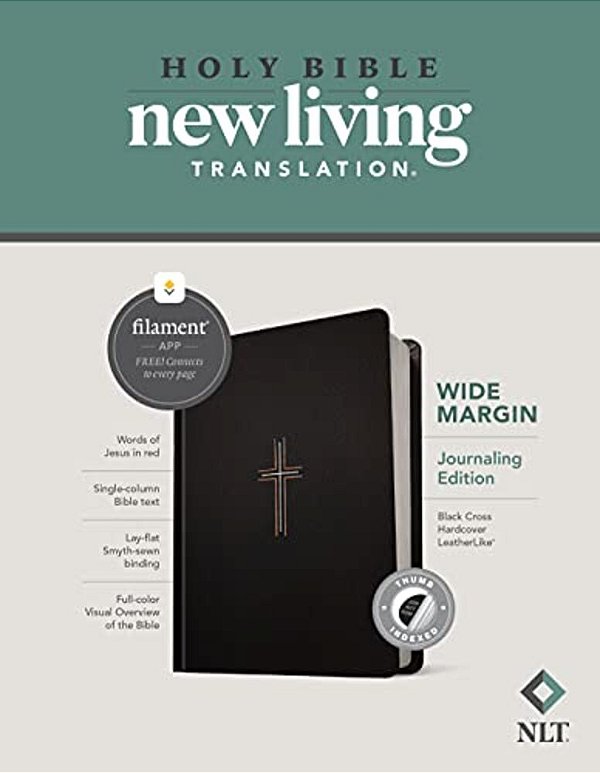 Nlt Wide Margin Bible, Filament Enabled (Hardcover Leatherlike, Black Cross, Indexed, Red Letter)-..