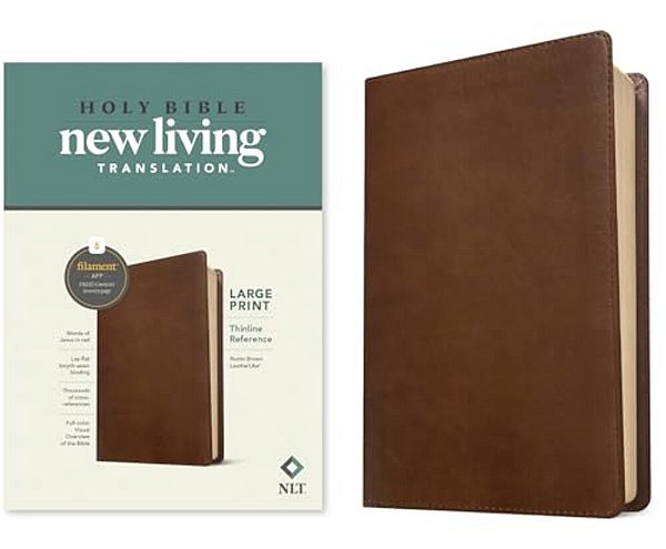 Nlt Large Print Thinline Reference Bible, Filament Enabled Edition (Red Letter, Leatherlike, Rustic Brown)-..
