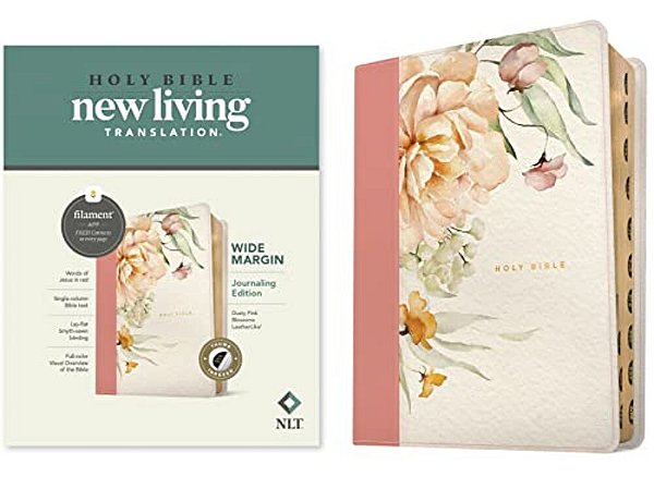 Nlt Wide Margin Bible, Filament Enabled (Leatherlike, Dusty Pink Blossoms, Indexed)-..