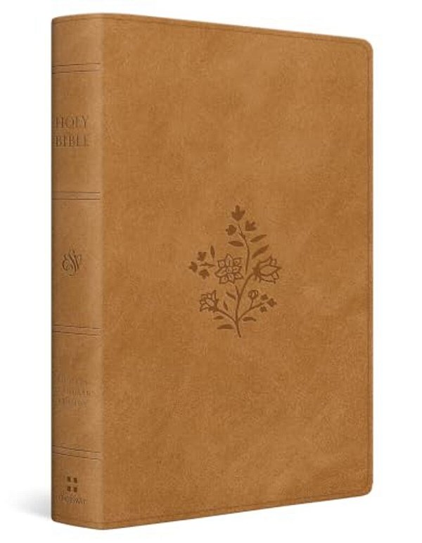Esv Giant Print Personal Size Bible, Red Letter, Thumb Indexed (Trutone, Nubuck Caramel, Wildflower Design)-..