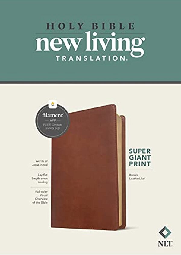 Nlt Super Giant Print Bible, Filament Enabled (Leatherlike, Brown, Red Letter)-..