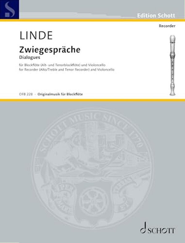 Linde: Dialogues For Recorder (Alto/Tenor) And Cello Performing Score-..