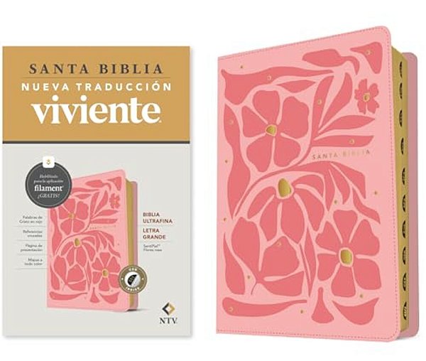 Biblia Ultrafina Ntv, Letra Grande Con Filament (Sentipiel, Flores Rosa, Índice, Letra Roja)-..