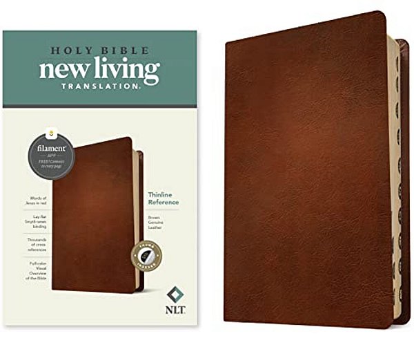 Nlt Thinline Reference Bible, Filament Enabled (Genuine Leather, Brown, Indexed, Red Letter)-..