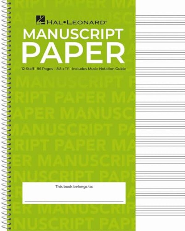 Standard Wirebound Manuscript Paper Green Cover 12 Staves Per Page Music Notation Guide For Composers Students And Musicians Hal Leonard Spiral-Bound-..