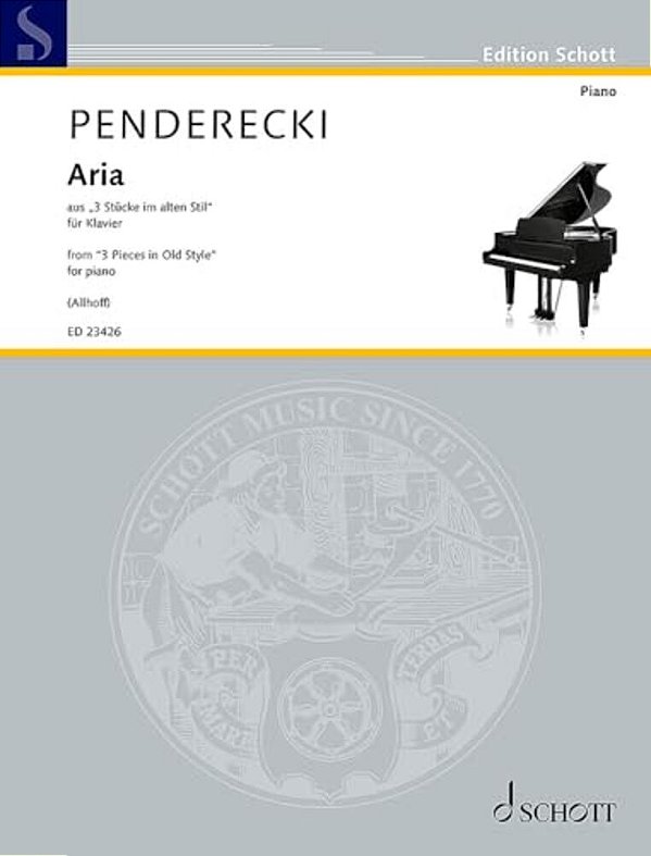 Aria From Three Pieces In Old Style: Arranged For Piano Solo; Based On The Original Version For String Orchestra-..
