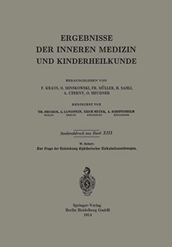 Zur Frage Der Entstehung Diphtherischer Zirkulationsstörungen-..