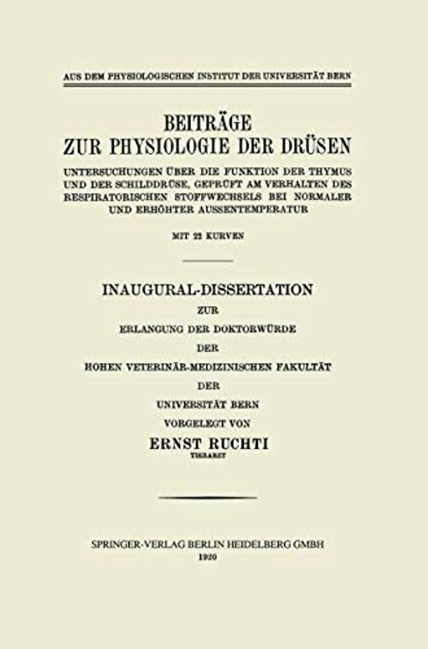 Beiträge Zur Physiologie Der Drüsen: Untersuchungen Über Die Funktion Der Thymus Und Der Schilddrüse, Geprüft Am Verhalten Des Respiratorischen Stoffw-..