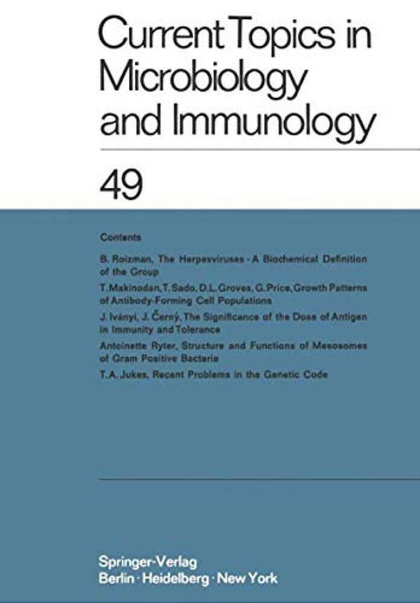 Current Topics In Microbiology And Immunology/Ergebnisse Der Mikrobiologie Und Immunitätsforschung-..
