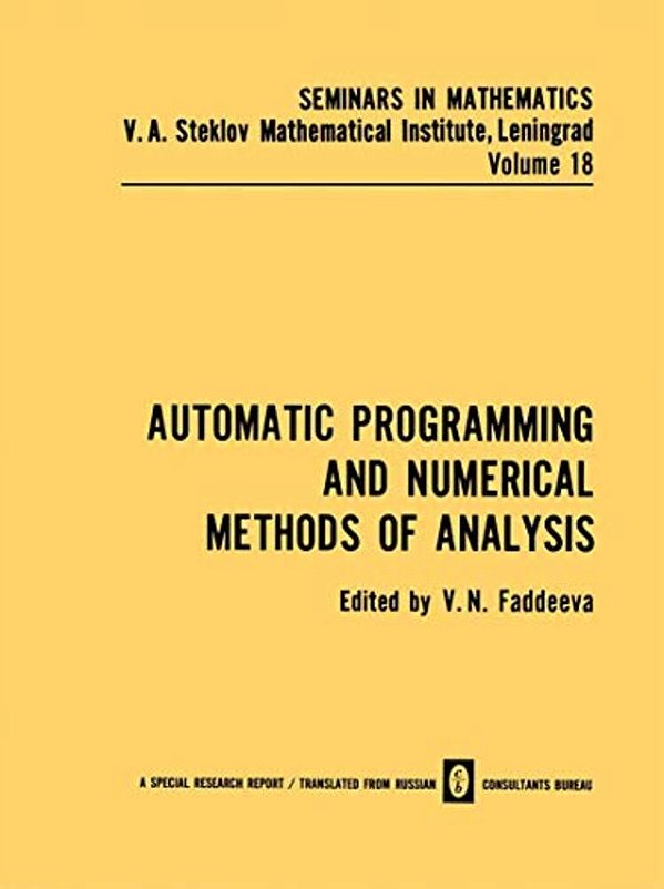 Automatic Programming And Numerical Methods Of Analysis-..