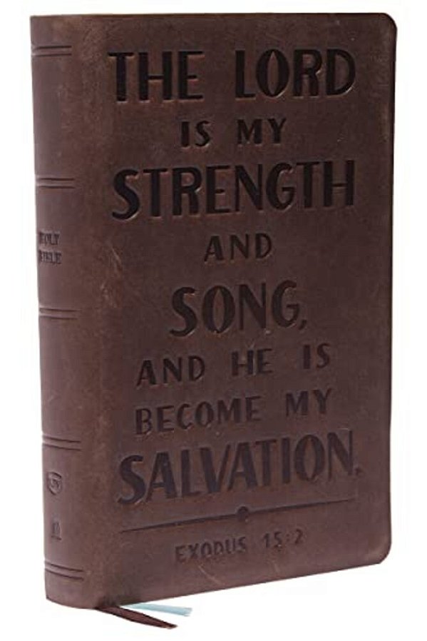 Kjv Holy Bible: Personal Size With Cross References, Brown Genuine Leather, Red Letter, Comfort Print: King James Version (Verse Art Cover Collection)-..