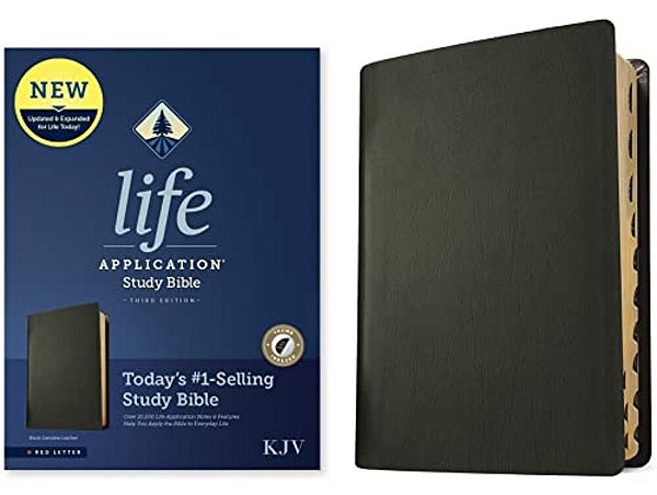Kjv Life Application Study Bible, Third Edition (Genuine Leather, Black, Indexed, Red Letter)-..