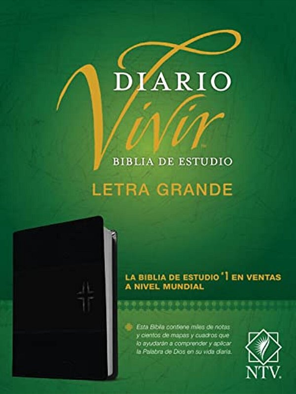 Biblia De Estudio Del Diario Vivir Ntv, Letra Grande (Sentipiel, Negro/Ónice, Índice, Letra Roja)-..
