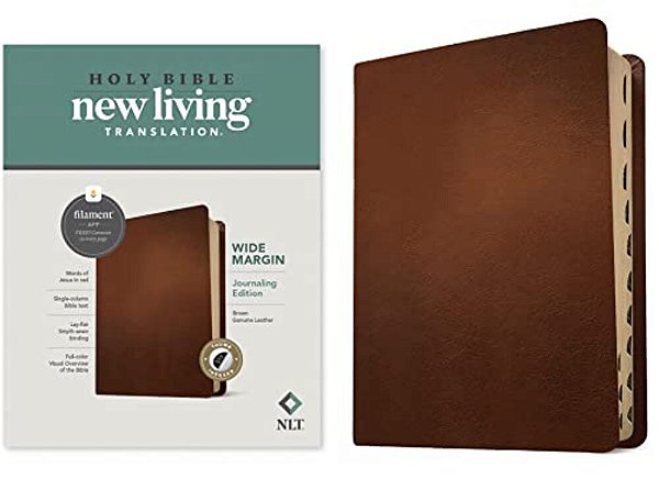 Nlt Wide Margin Bible, Filament Enabled (Genuine Leather, Brown, Indexed, Red Letter)-..