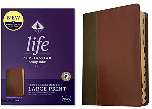 Nkjv Life Application Study Bible, Third Edition, Large Print (Leatherlike, Brown/Mahogany, Indexed, Red Letter)-..