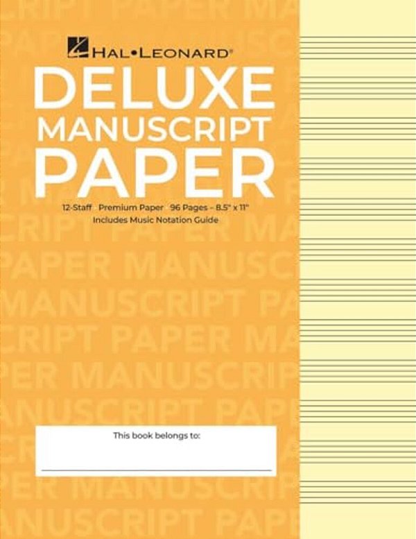 Deluxe Wirebound Super Premium Manuscript Paper Notebook (Gold Cover) - 96-Page Music Staff Paper Notebook - Durable Sheet Music Notebook - Lined Char-..