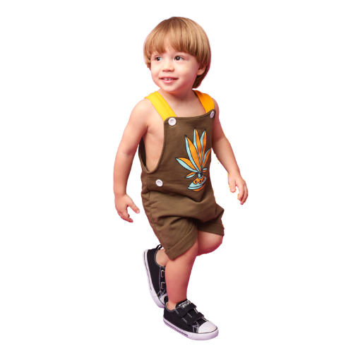 Jardineira Curta Moletom - Peteca