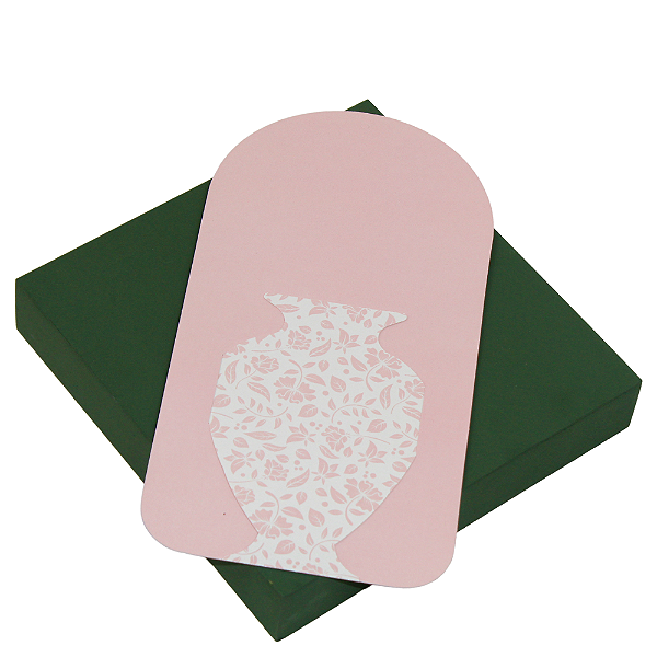 Cartão Vaso Para Flores Rosa Arabesco (10 unidades)