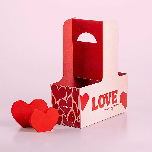 Caixa Cesta - Flores e Café Love - Dia dos Namorados (05 Unidades)