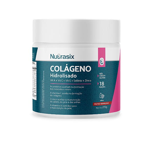 Colágeno Hidrolisado Tipo I E III + Vitaminas e Minerais - Sabor Frutas Vermelhas  225g - Nutrasix