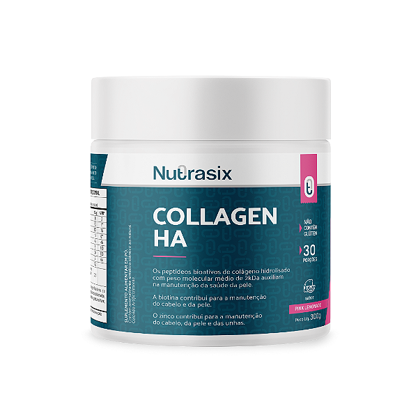 Bio Peptídeos de Colágeno Hidrolisado Collagen HA 300g Pink Lemonade – Nutrasix