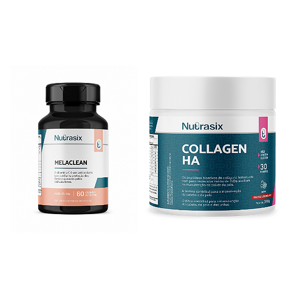 Kit Melaclean 60 cáps  + Collagen HA 300g Frutas Vermelhas - Nutrasix
