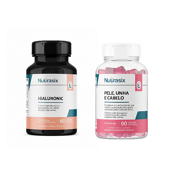 Hialuronic + Pele, Unha e Cabelo - 60 cápsulas cada - Nutrasix