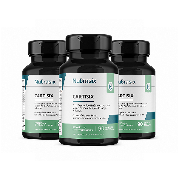 Combo 3 Colágeno Tipo II Cartisix 90 cápsulas - Nutrasix