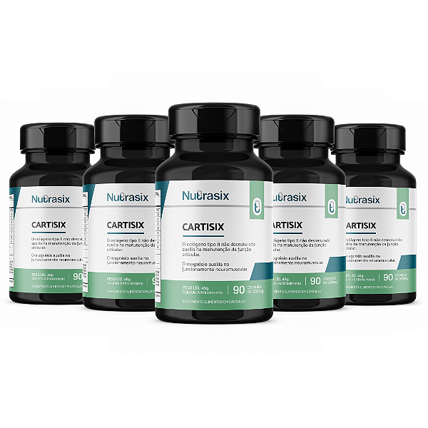 Combo 5 Colágeno Tipo II Cartisix 90 cápsulas - Nutrasix