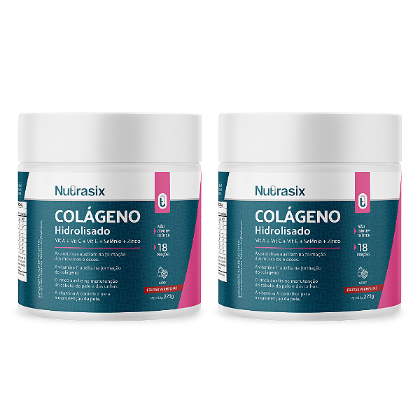 Combo 2 Colágeno Hidrolisado 225g - Sabor Frutas Vermelhas - Nutrasix