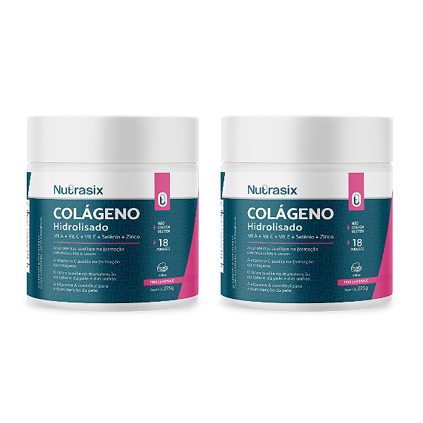 Combo 2 Colágeno Hidrolisado 225g - Sabor Pink Lemonade - Nutrasix