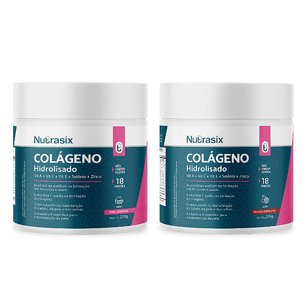 Kit Colágeno Hidrolisado 225g  Sabore  Frut. Vermelhas + Pink Lemonade - Nutrasix