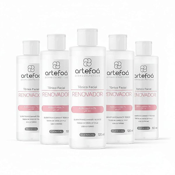 KIT 5 TÔNICOS FACIAL RENOVADOR ÁC GLICÓLICO 7% 120ML ARTEFOÁ
