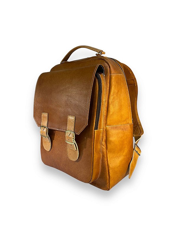 Mochila Masculina Grande de Couro de Bode Executiva e escolar
