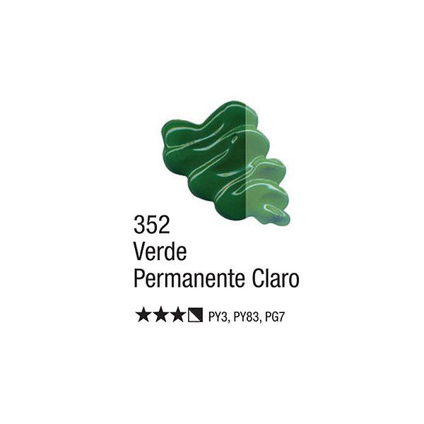 TINTA OLEO PARA TELA 020ML VERDE PERMANENTE CLARO 352