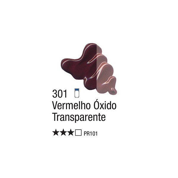 TINTA OLEO PARA TELA 020ML VERMELHO OXIDO TRANSP 301