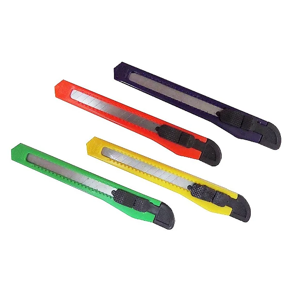ESTILETE PLASTICO COLORIDO ESTREITO 9MM