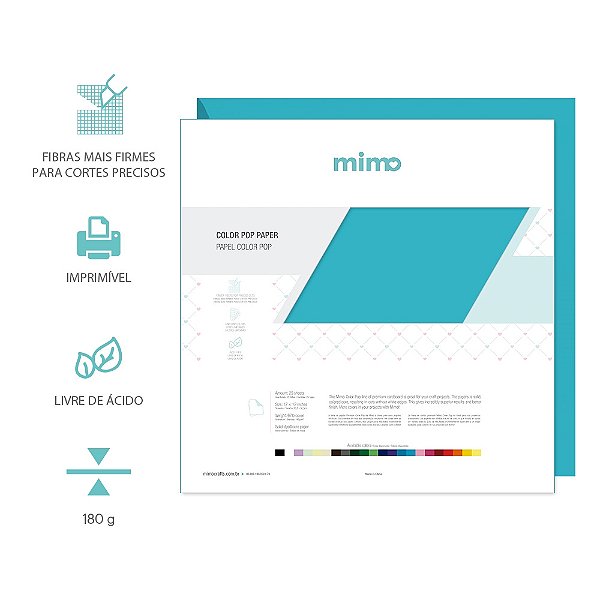 PAPEL COLOR POP AZUL AGUA MIMO - 30,5 X 30,5CM 25F