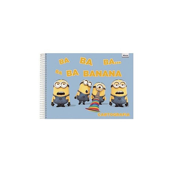 CADERNO CARTOGRAFIA CAPA DURA 096 FOLHAS MINIONS