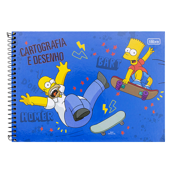 CADERNO CARTOGRAFIA CAPA DURA 96 FOLHAS SIMPSONS