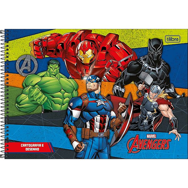 CADERNO CARTOGRAFIA CAPA DURA 80 FOLHAS AVENGER