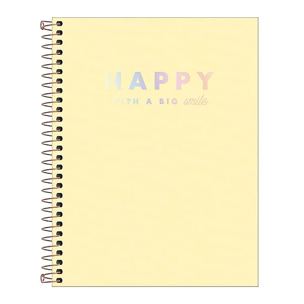 CADERNO HAPPY CAPA PLASTICA AMARELO 10M 160 FOLHAS