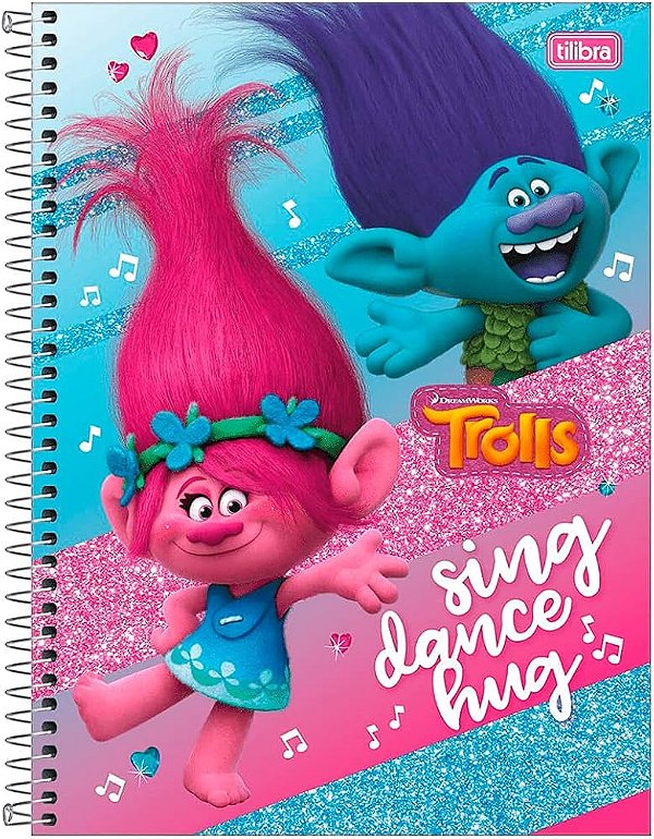 CADERNO UNIVERSITARIO C.DURA 080F/01M TROLLS