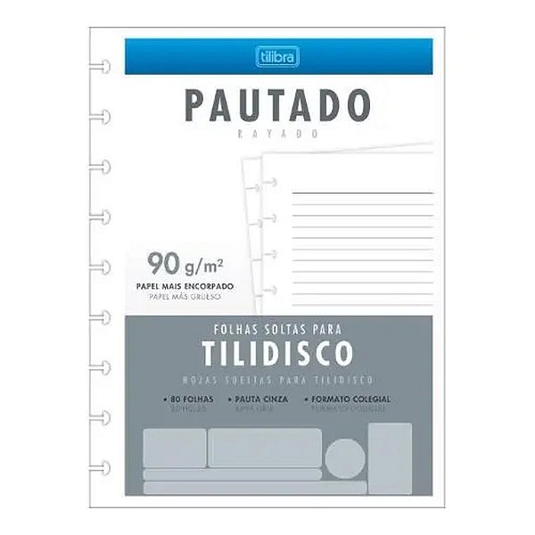 CADERNO REFIL TILIDISCO C/PAUTA COLEGIAL 90G 80F