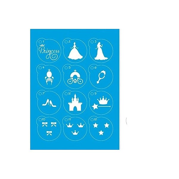 MOLDE VAZADO/ESTENCIL 17X23 COM 12 MINI PRINCESA