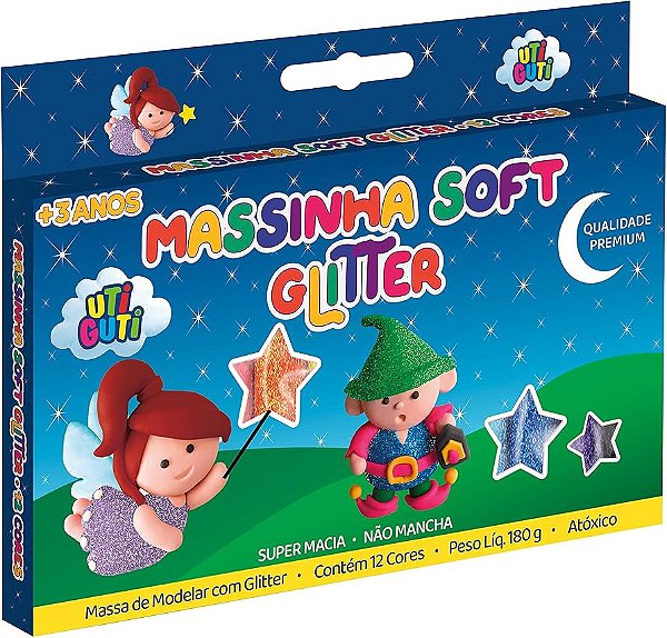 MASSA DE MODELAR 12 CORES/GLITTER