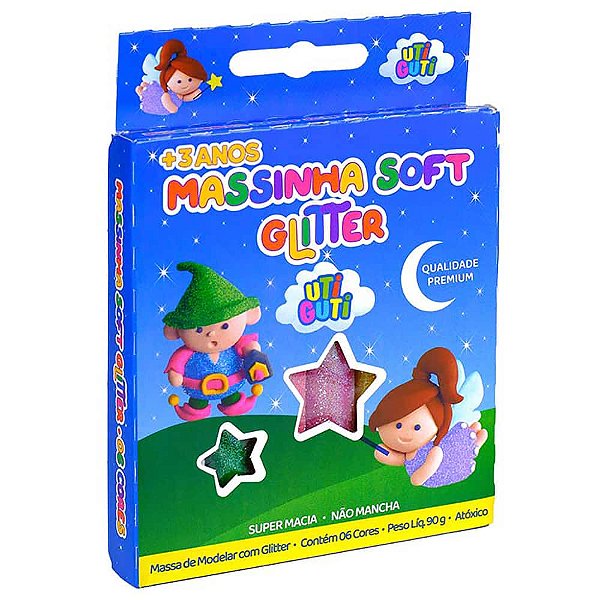 MASSINHA SOFT GLITTER UTIGUTI ESTOJO 90G 6 CORES